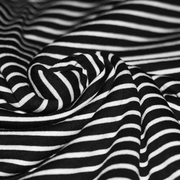 Jersey Rayures 6mm Noir / 3mm Blanc - (Jersey à Rayures)