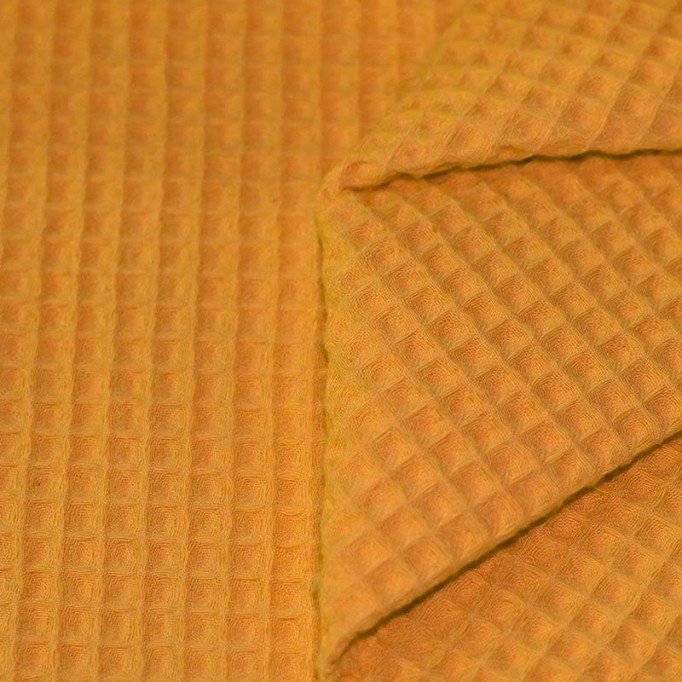 Tissu Piqué Gaufré Ocre - (Tissu Piqué Gaufré)