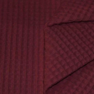 Vaffelvævet Stof Bordeaux - (Vaffelvævet Stof Bomuld)