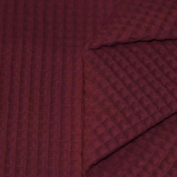 Vaffelvævet Stof Bordeaux - (Vaffelvævet Stof Bomuld)