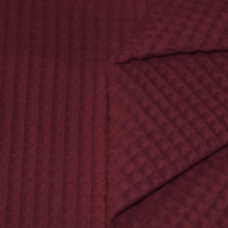 Wafelkatoen Piqué Bordeaux