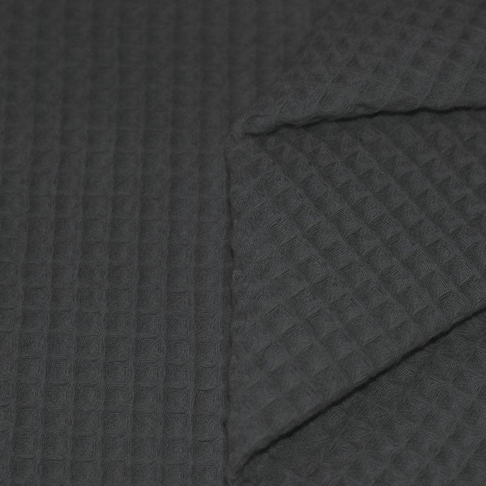 Waffle Pique Fabric Dark Grey