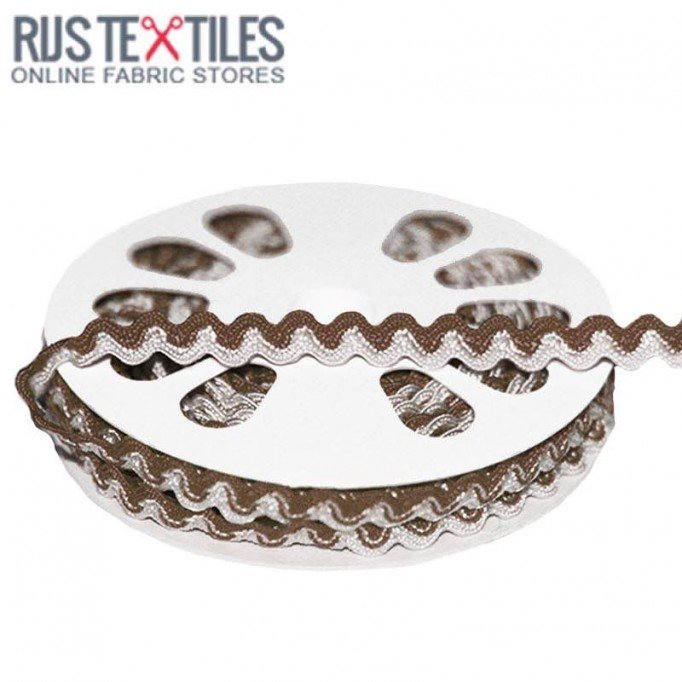 Zigzagband Bruin Wit 8mm | Rijs Textiles