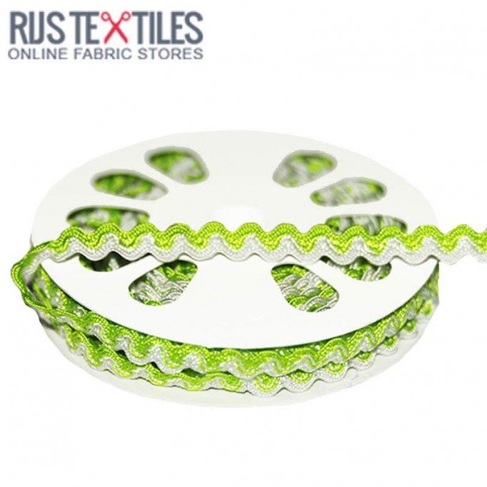 Zigzagband Lime Wit 8mm | Rijs Textiles