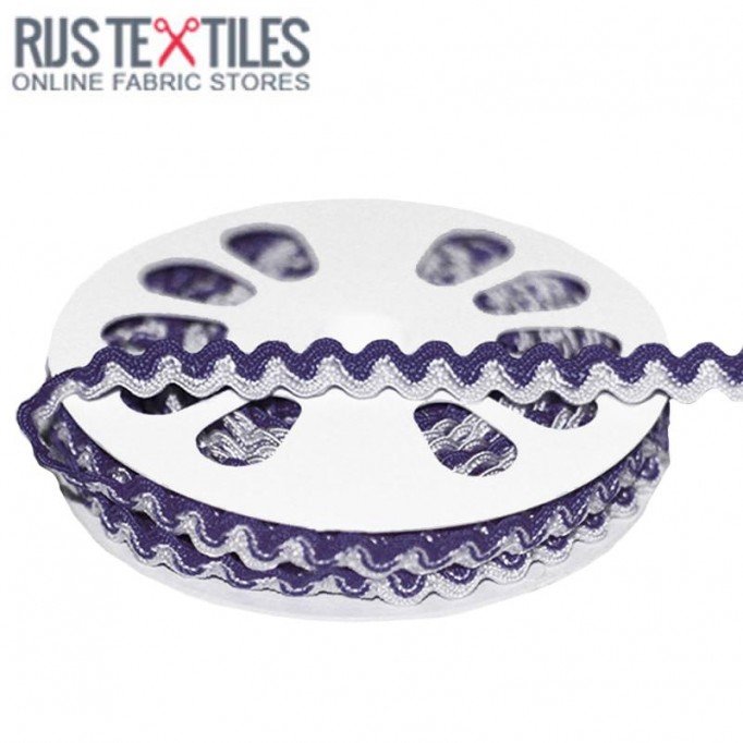 Zigzagband Marine Wit 8mm | Rijs Textiles