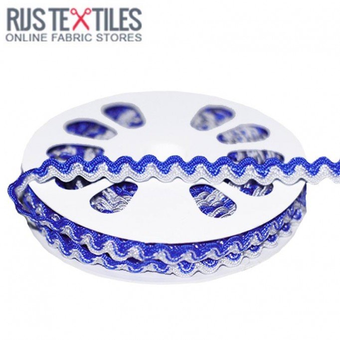 Rick Rack Ribbon Cobalt White 8mm | Rijs Textiles