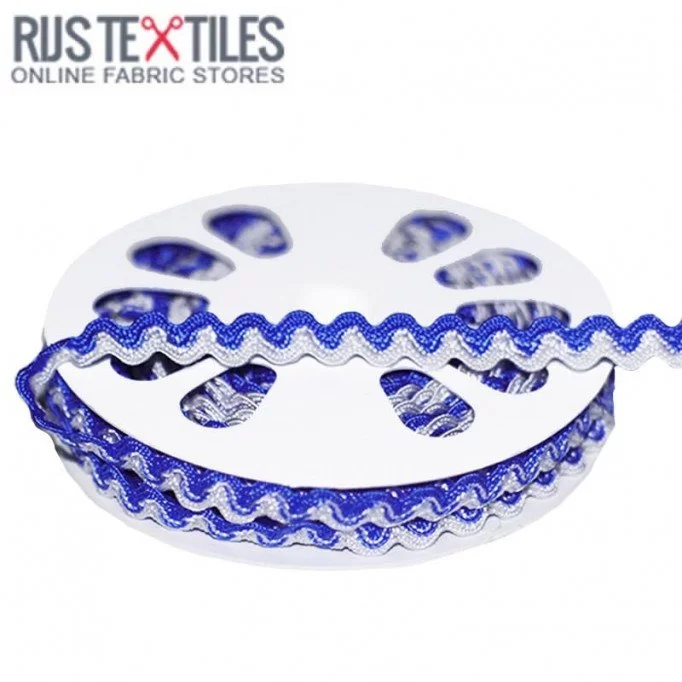 Nastro Spighetta Cobalto Bianco 8mm | Rijs Textiles
