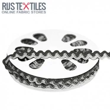 Zackenlitze Schwarz Weiß 8mm  | Rijs Textiles