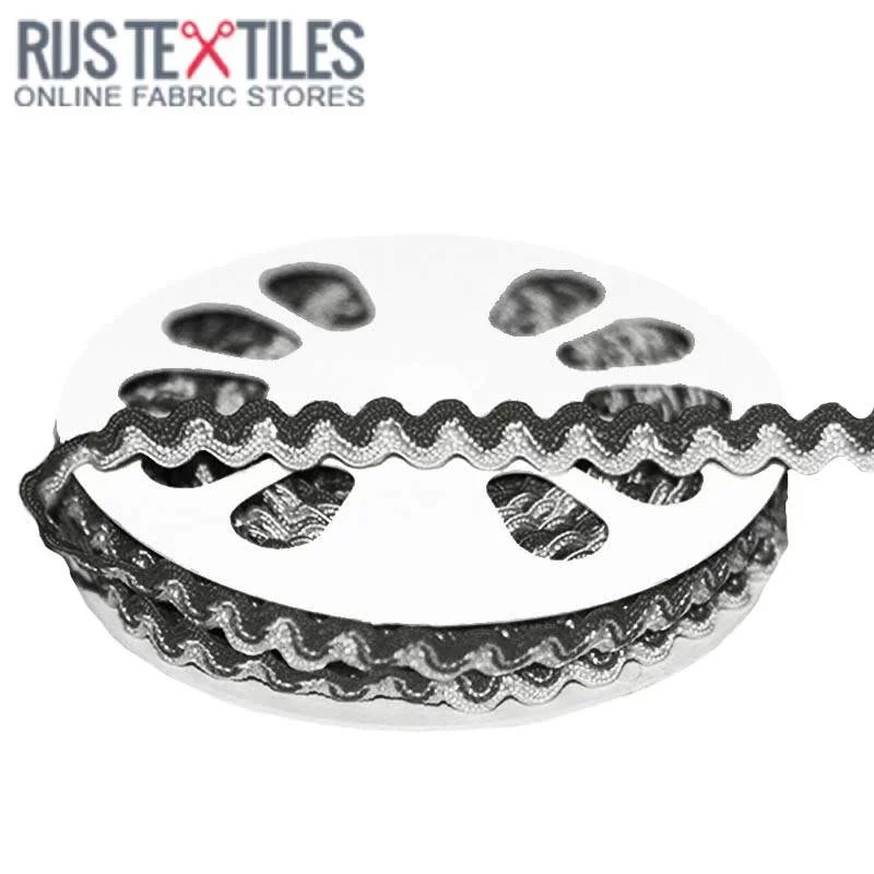 Zigzagband Zwart Wit 8mm