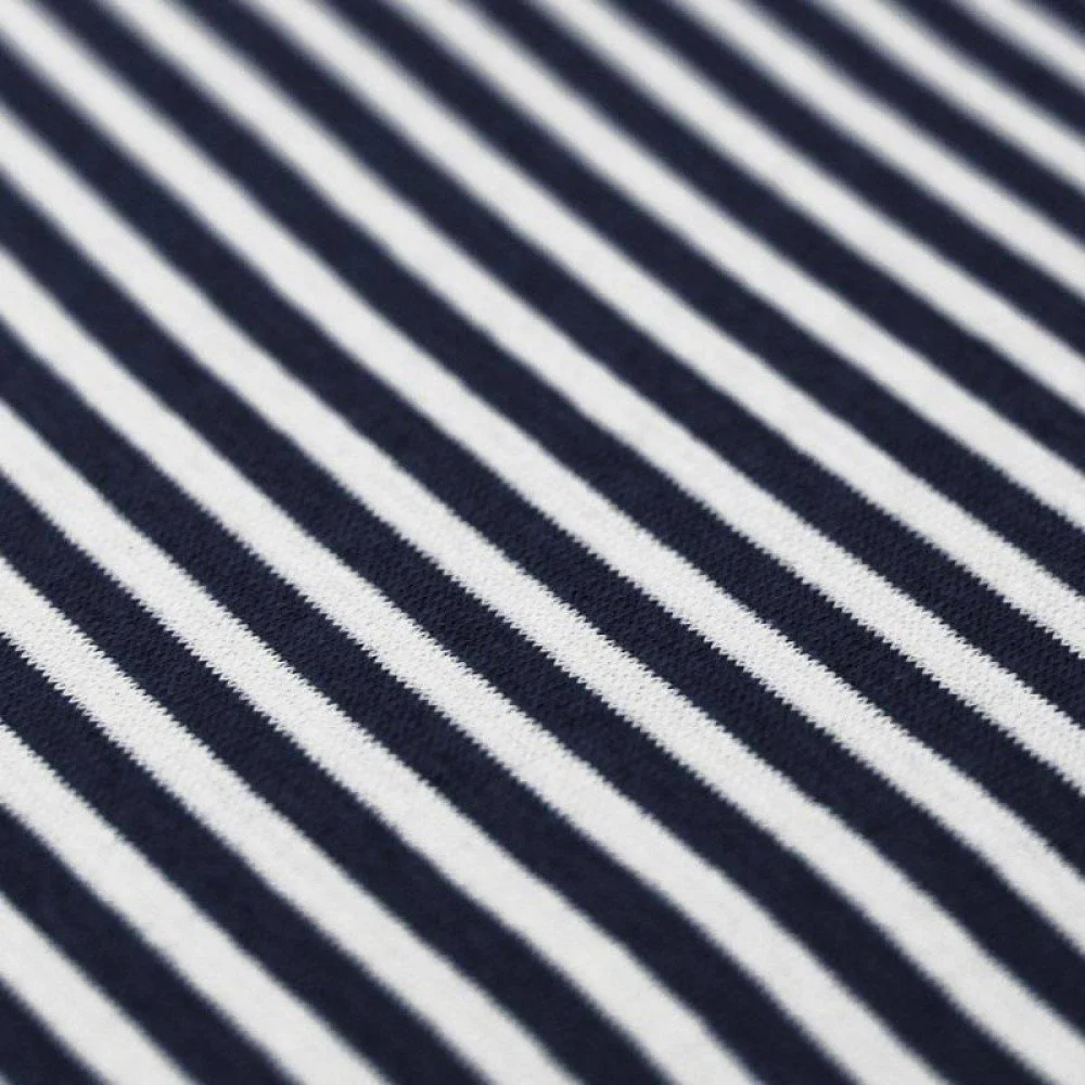 Bündchenstoff Streifen 5mm Marine Weiß