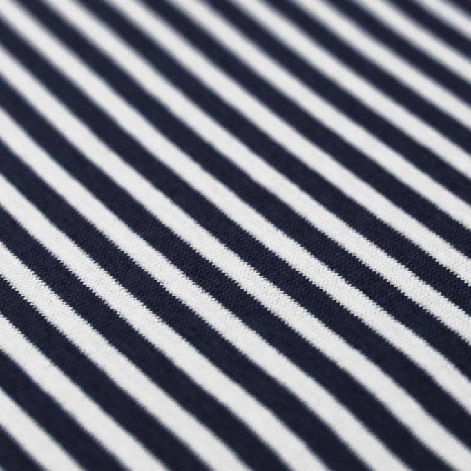 Ribkant i Linning Striber 5mm Navy Hvid - (Ribkant i Linning)