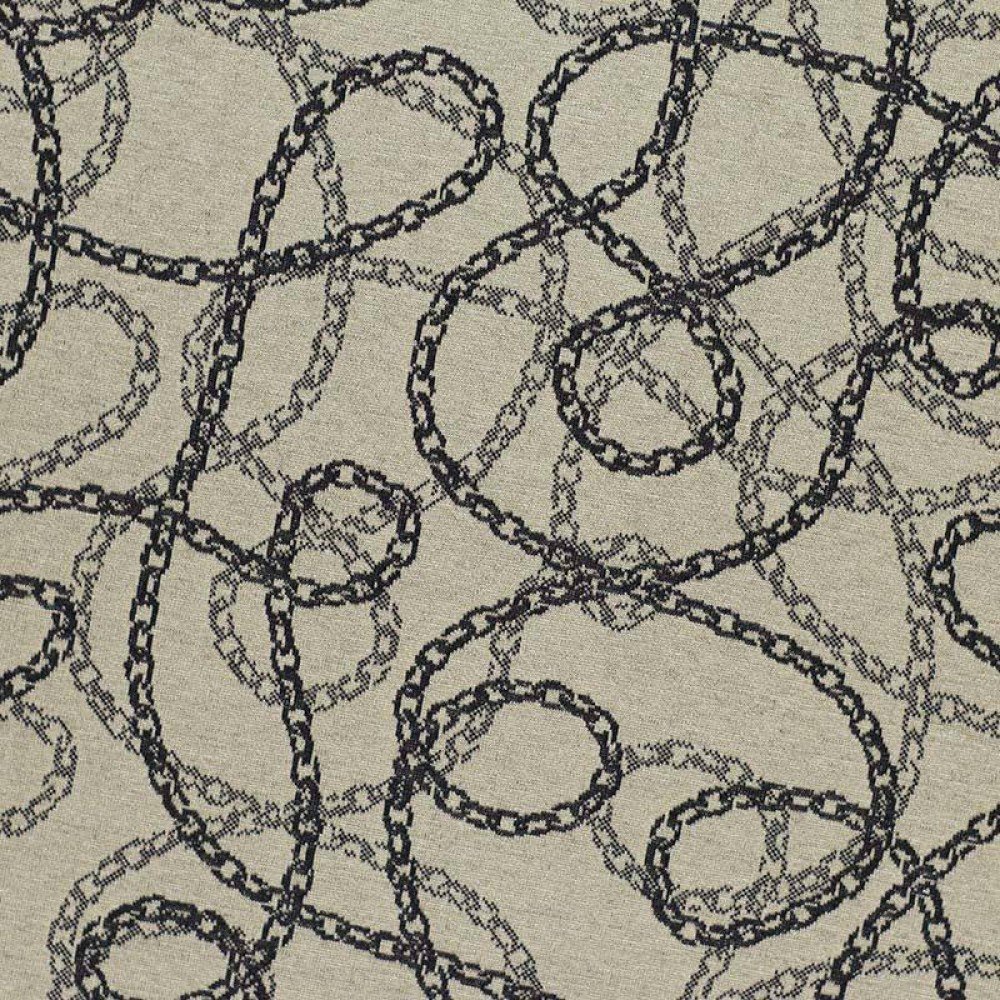 Jacquard Fabric - Chain Beige Black Jacquard Fabric - Chain Beige Black