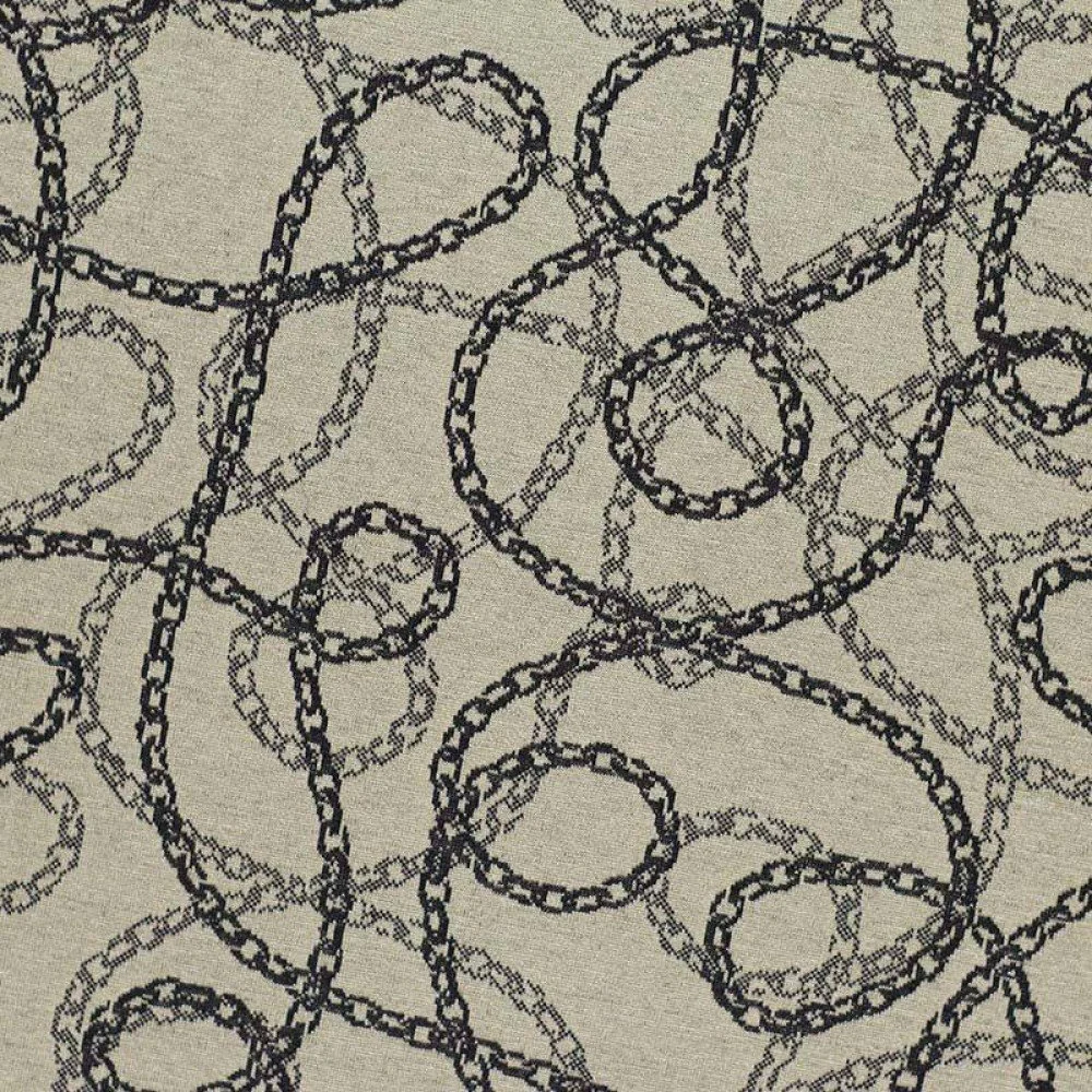 Jacquard Stof - Ketting Beige Zwart Jacquard Stof - Ketting Beige Zwart - (Jersey Stoffen)