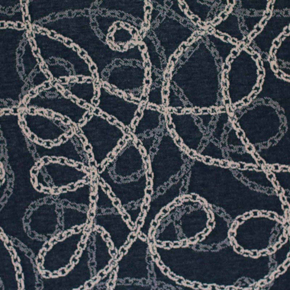 Strik Jacquard Stof - Kæde Sort Beige Strik Jacquard Stof - Kæde Sort Beige