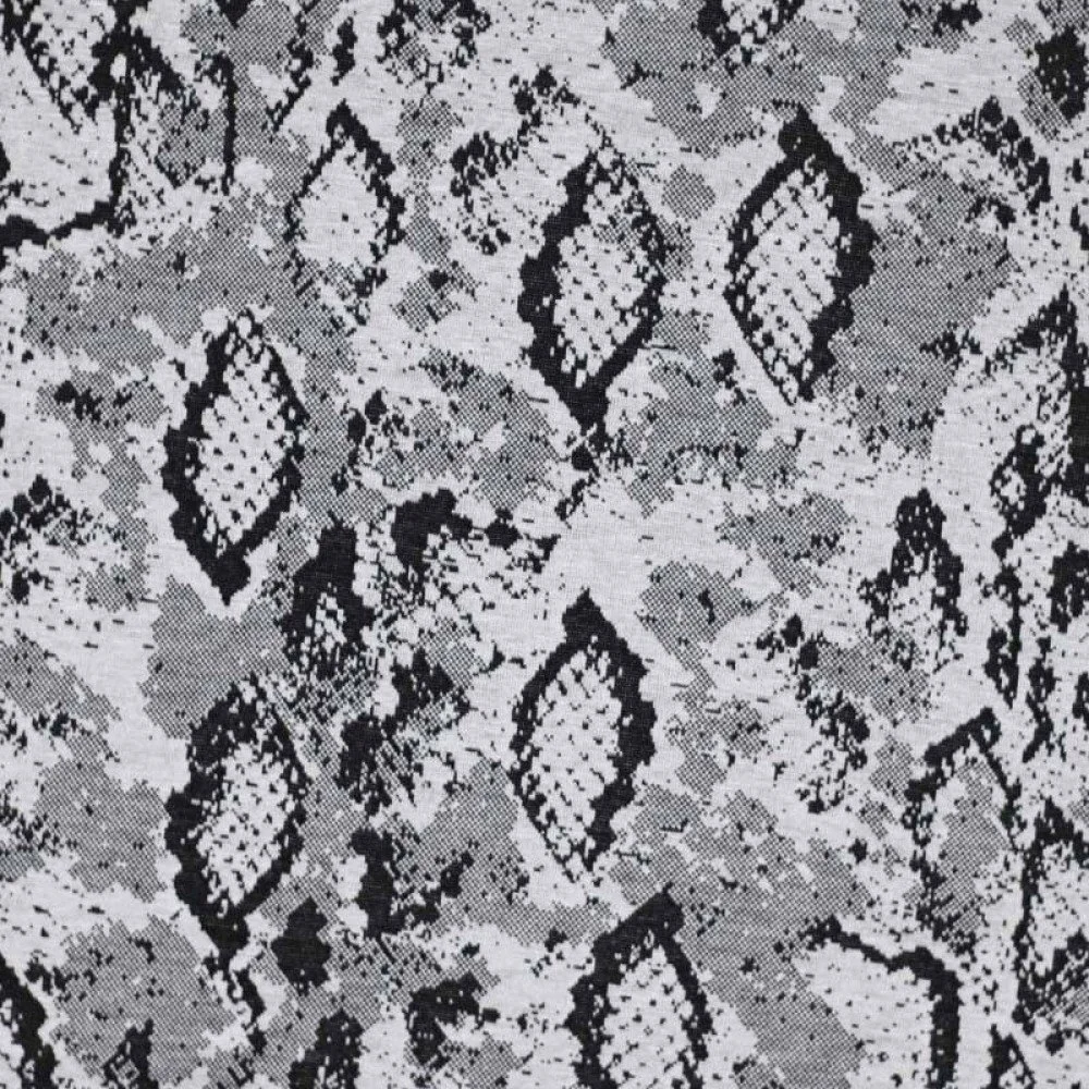 Jacquard Stof - Slang Dessin Grijs - (Jersey Stoffen)