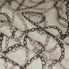 Tessuto Jacquard - Catena Beige Nero 