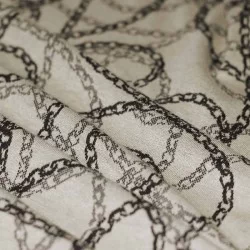 Tissu Jacquard - Chaine Beige Noir 