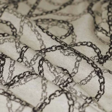 Jacquard Strickstoff - Kette Beige Schwarz  - (Jersey Stoffe)