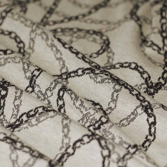 Jacquard Fabric - Chain Beige Black Jacquard Fabric - Chain Beige Black
