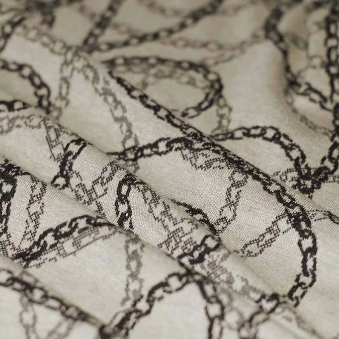 Tessuto Jacquard - Catena Beige Nero  - (Jersey Tessuti)