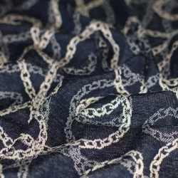 Tissu Jacquard - Chaine Noir Beige