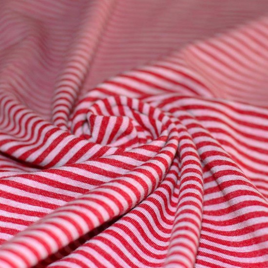 Tessuto Jersey a Righe 3mm Rosa Melange / Rosso Melange Tessuto Jersey a Righe 3mm Rosa Melange / Rosso Melange