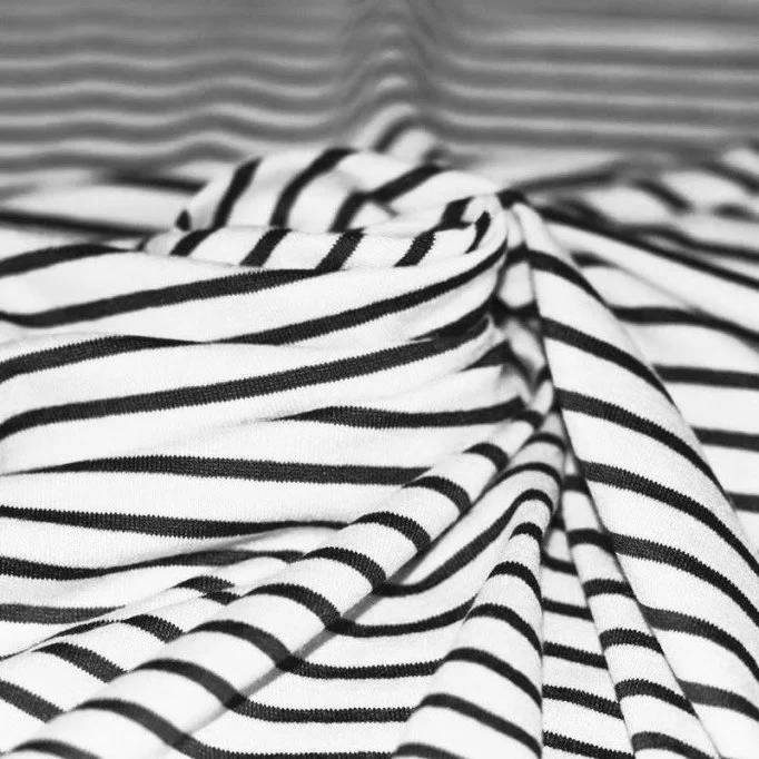 Jersey Stripes 6mm White / 3mm Black - (Jersey Stripe Fabric)