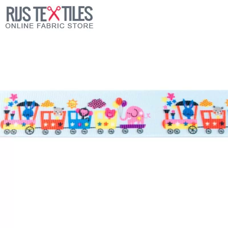 Ripsband - Trein Blauw 25mm