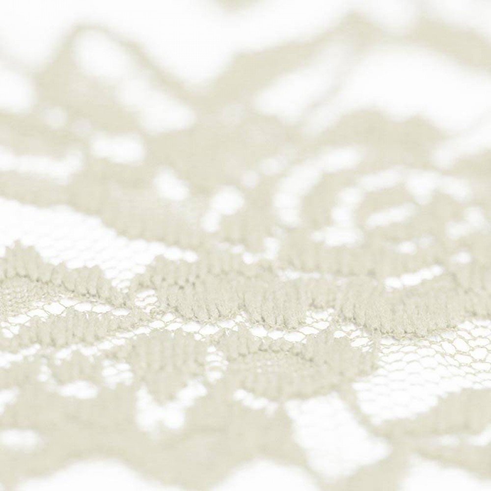 Blonde Stof Elastisk Råhvid - Elastisk Blonde med Blomstermotiv Blonde Stof Elastisk Råhvid - (Kniplinger Stof)