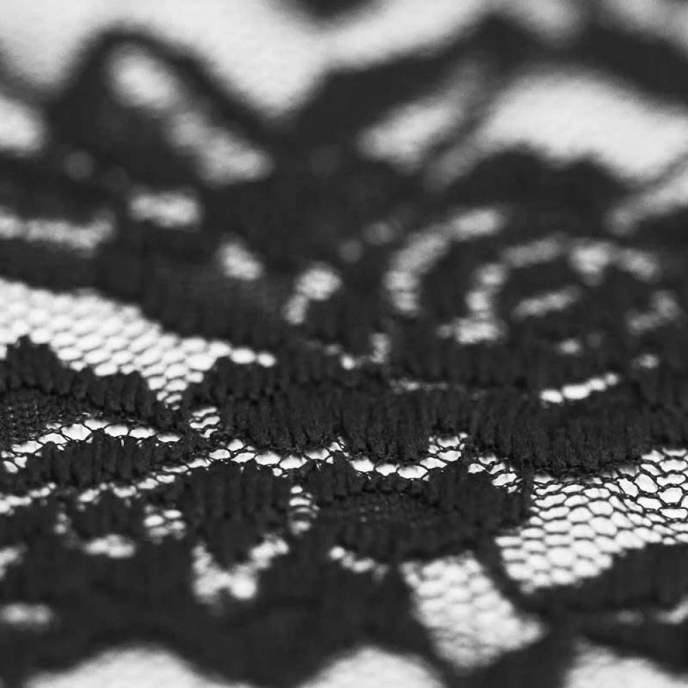 Black Stretch Lace Fabric - Elastic Floral Lace Lace Fabric Stretch Black - (Lace Fabric)