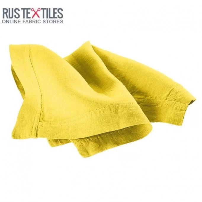 Tissu Lin Jaune  - (Tissu Lin lavé )