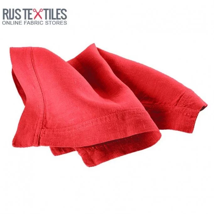 Tissu Lin Rouge  - (Tissu Lin lavé )