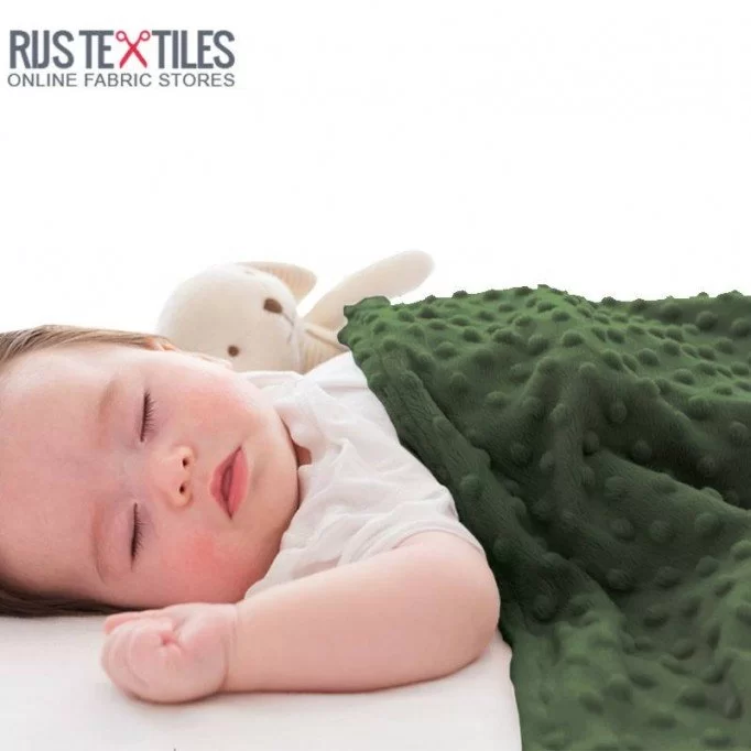 Tissu Minky Polaire Armée Verte - (Tissu Minky a Pois)