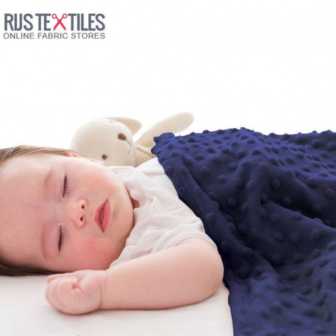 Tissu Minky Polaire Marine - (Tissu Minky a Pois)
