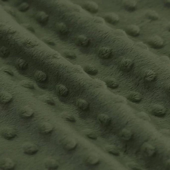 Tissu Minky Polaire Armée Verte - (Tissu Minky a Pois)