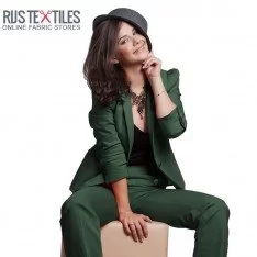 Cotton Satin Stretch Fabric Dark Green