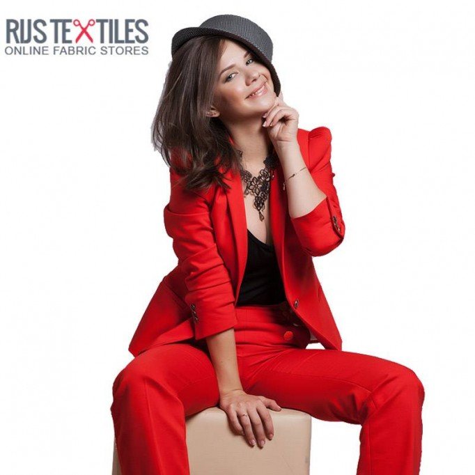Tessuto Raso Di Cotone Stretch Rosso - (Tessuti Moda)