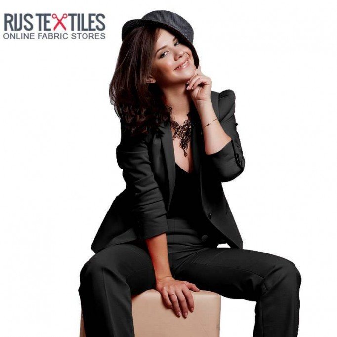 Tessuto Raso Di Cotone Stretch Nero - (Tessuti Moda)