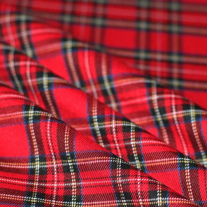 Schotse Ruit Stof Stretch Klein Red Stuwart - (Schotse Ruiten Stoffen)