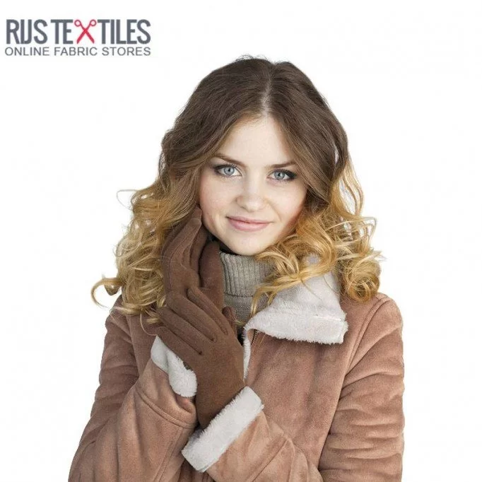 Suede Teddy Stof Beige - (Mode Stoffen)
